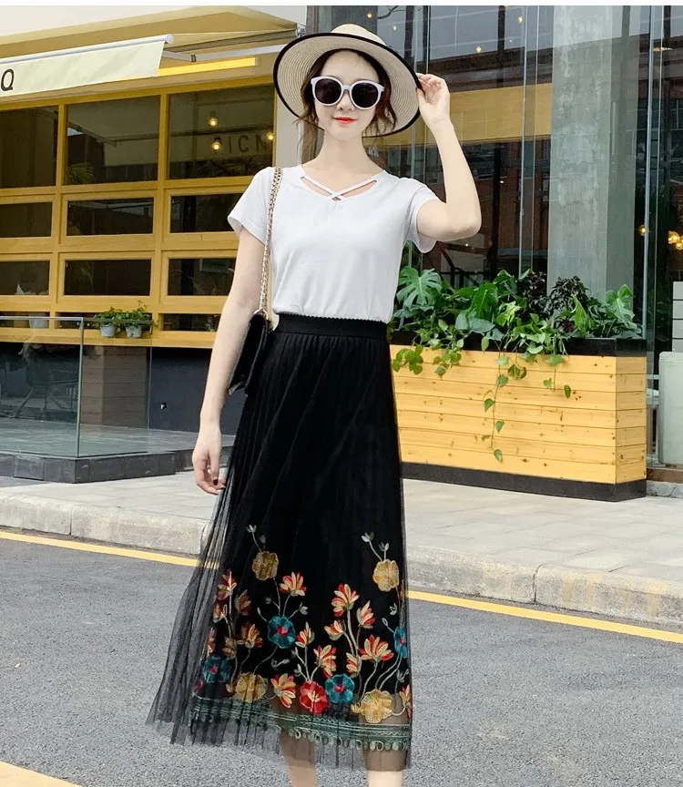 Летняя женская юбка в стиле ампир винтажная Сексуальная сетчатая Цветочная