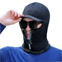 warm snow cap balaclava winter women mens skullies wool knitted balaclava cap ninja mask thermal plush pocket hat