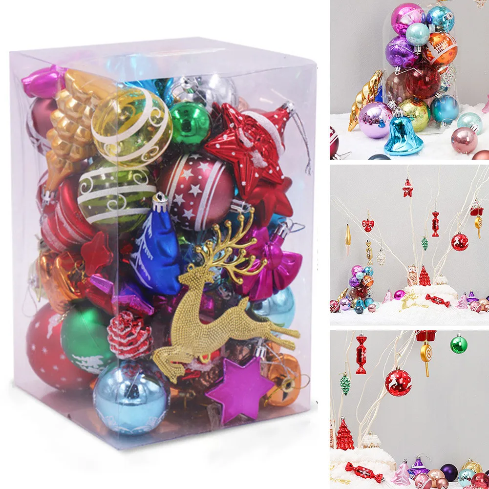 

60-70/box Hanging Ball Christmas Ornaments Set Tree Pendants Decoration Xmas Gift Balls Lightweight Christmas Home Decor