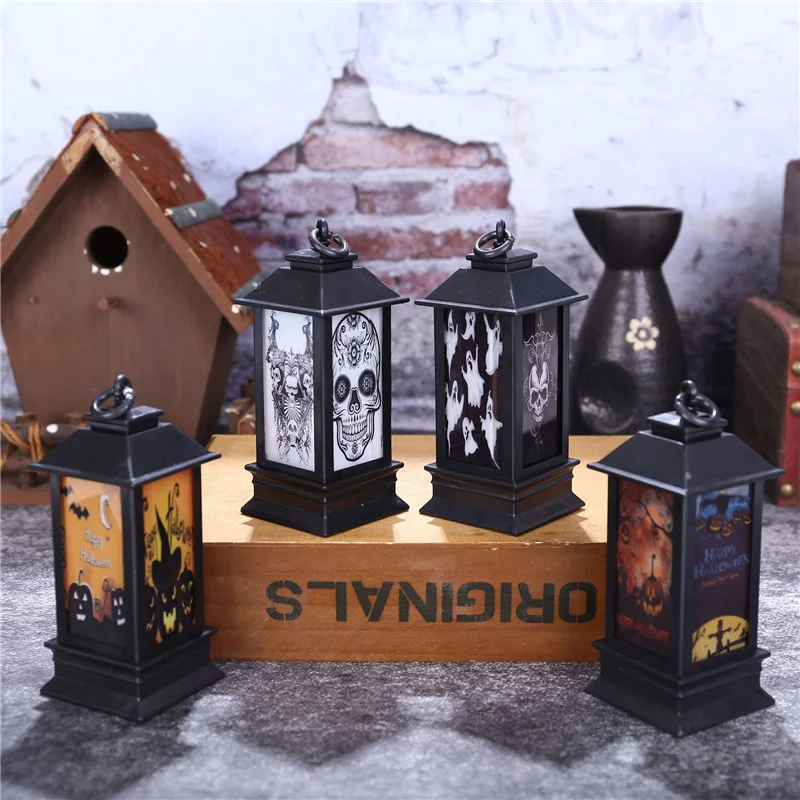 

New Halloween Gift All Saints Square Ghost Festival LED Electronic Creative Glowing Skull Candle Lamp Outdoor Lighting GME
