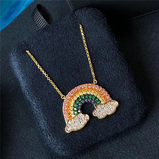 Rainbow Necklace Высококачественные великолепные Асимметричные висячие серьги золотого цвета, милые радужные висячие серьги-подвески для женщин, ювелирные изделия Ins - Окраска металла: Rainbow Necklace
