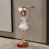 home decoration accessories for living room figurines for interior girl large floor tray resin ornament sculptures and statues