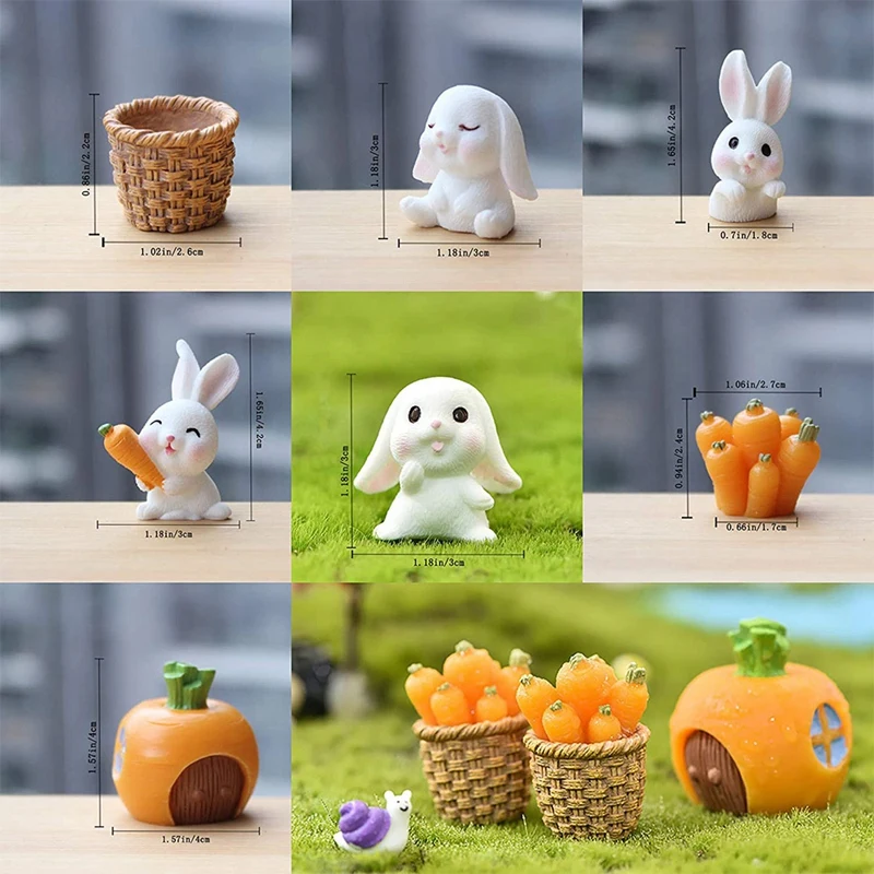 7 Pcs Miniature Bunny Ornament Fake Rabbit Decorative Bonsai for Home Decorations Easter Gift | Дом и сад