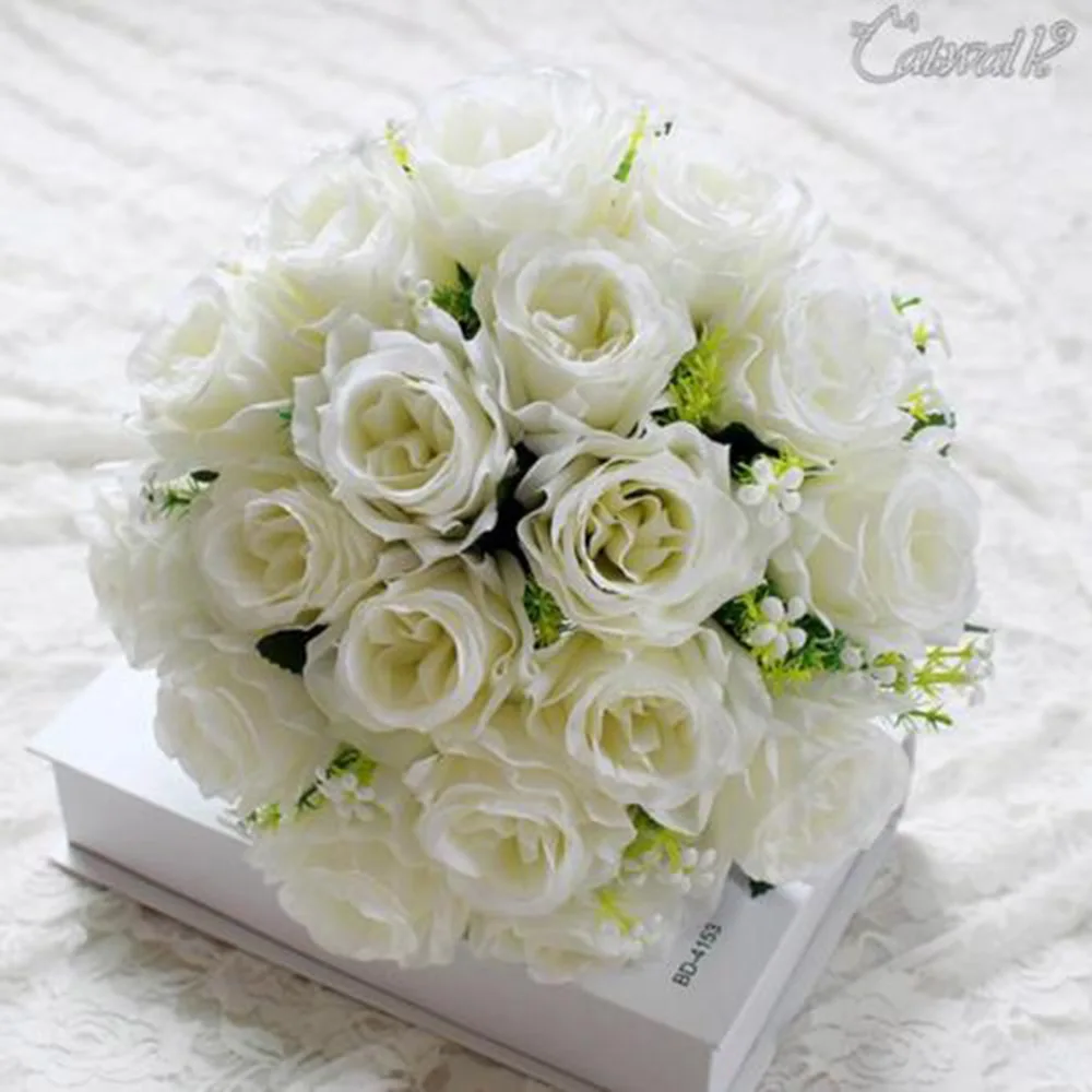 18 голов шелковые искусственные розы Букет Искусственные цветы для свадьбы