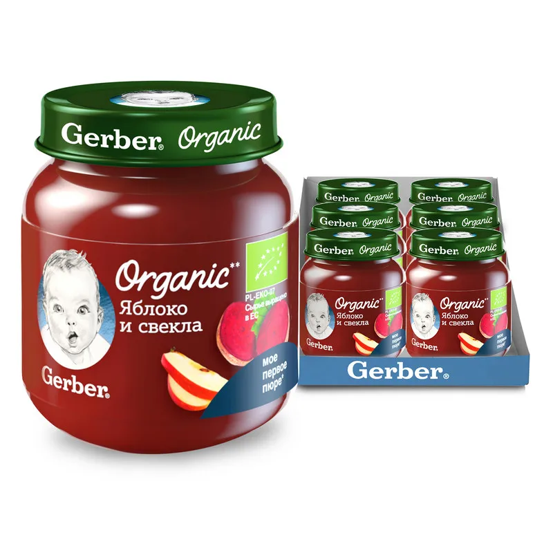 Gerber Organic фруктово-овощное органическое пюре Яблоко и свекла с 5мес 125г - купить по
