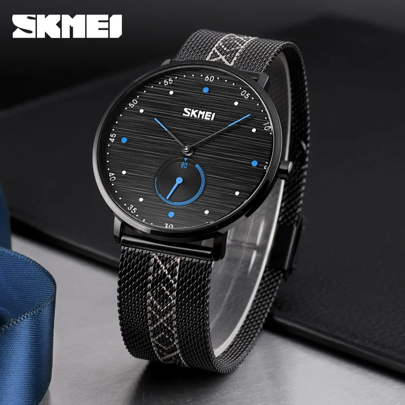 

SKMEI 9218 Quartz Watch Top Brand Mesh Belt Business Wrist Watch Simple Design Men's Watches Luxury Mens Clock Reloj Hombre