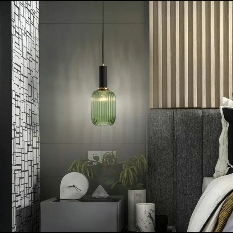 

Retro Nordic Restaurant Colored Glass Chandelier Bar Bedroom Creative Lamps Kitchen Hanging Lamps Dining Room Lights