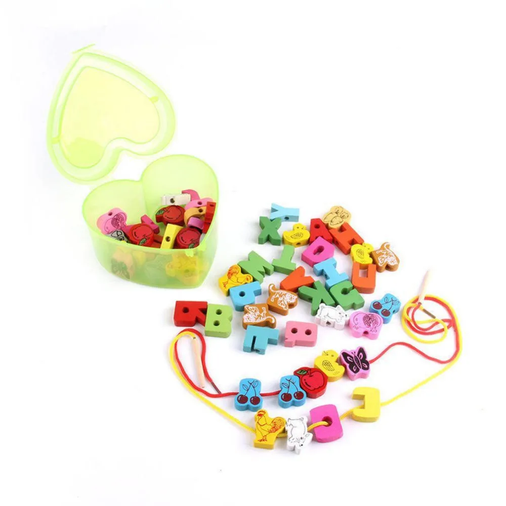 1 Набор интересные деревянные бусины на шнуровке животные нанизывающие игровые