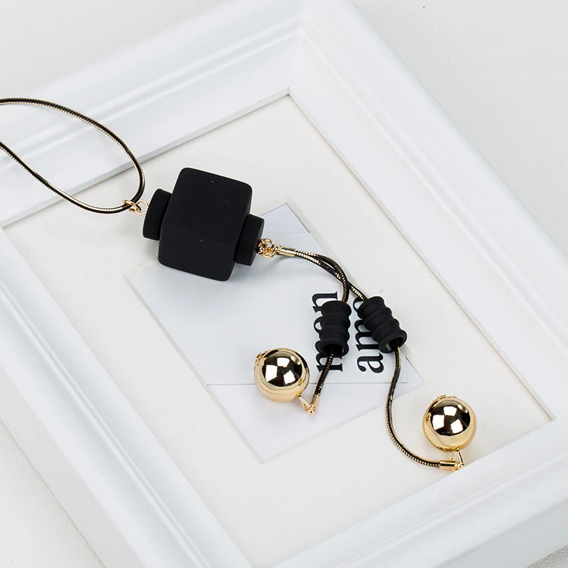 Модное квадратное деревянное длинное ожерелье-цепочка Женское Ожерелье