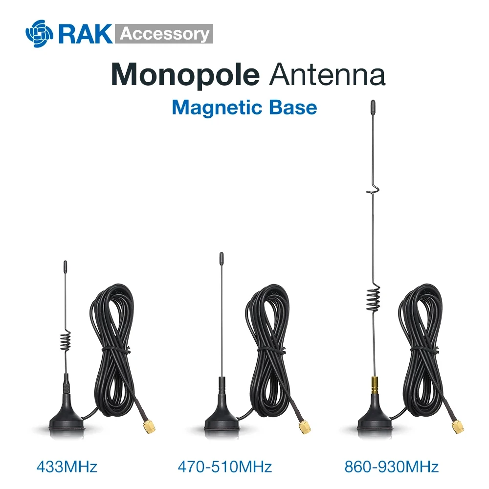 

Monopole Omnidirectional Magnetic Base Antenna License-free Spectrum band of 433 MHz, 470-510 MHz, and 860-930 MHz Lightweight