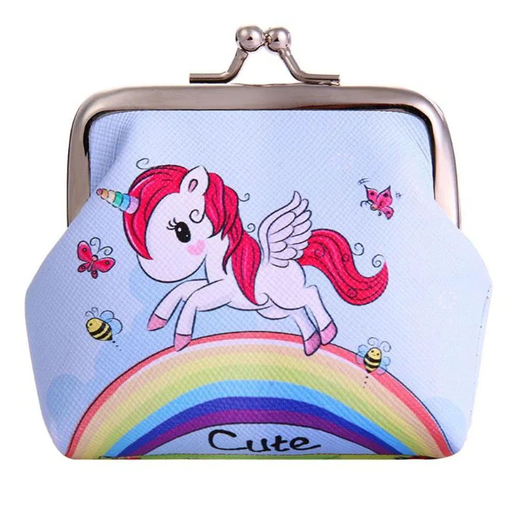 

Women Mini Unicorn Printed Coin Purse Zipper Pouch Opening Design Wallets Money Bag Coin Bag Children Girls Kawaii Wallets