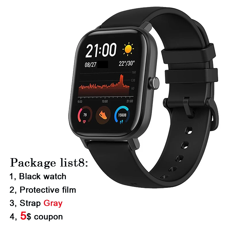 Package list8 Глобальная версия Amazfit GTS мужские Смарт-часы 1,6" retina дисплей водонепроницаемые Смарт-часы 14 дней батарея управление музыкой черный Firday - Цвет: Package list8