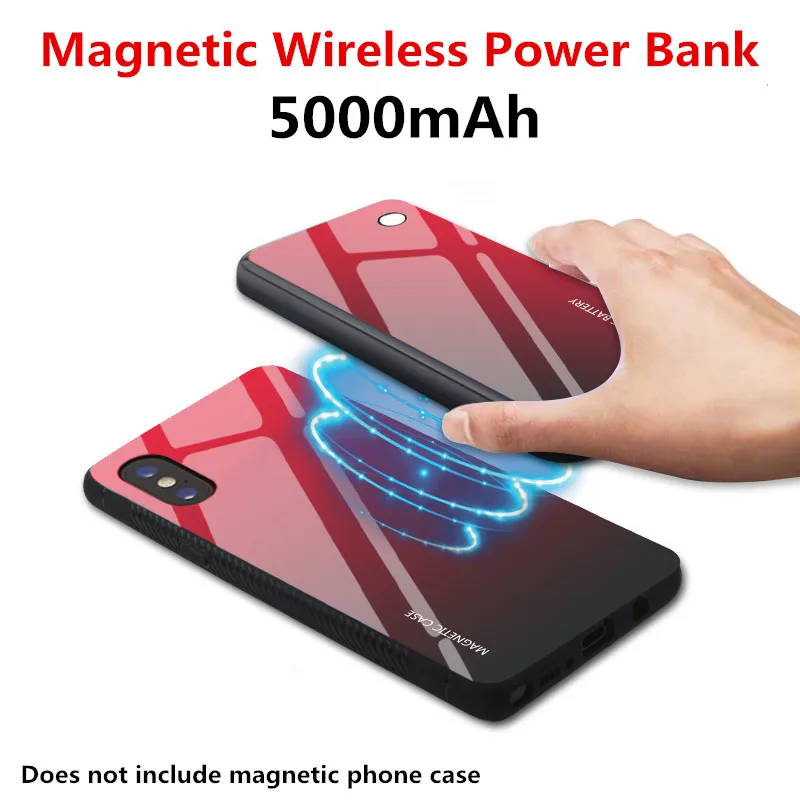 

5000mAh Magnetic Power Bank External Battery Charger Portable Wireless Charging Battery Case Powerbank Without Phone Case
