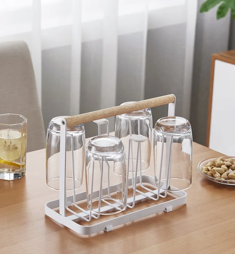 

Cup holder Nordic ins wine glass holder kitchen desktop cup holder wrought iron drain cup holder storage and sorting rack Metal