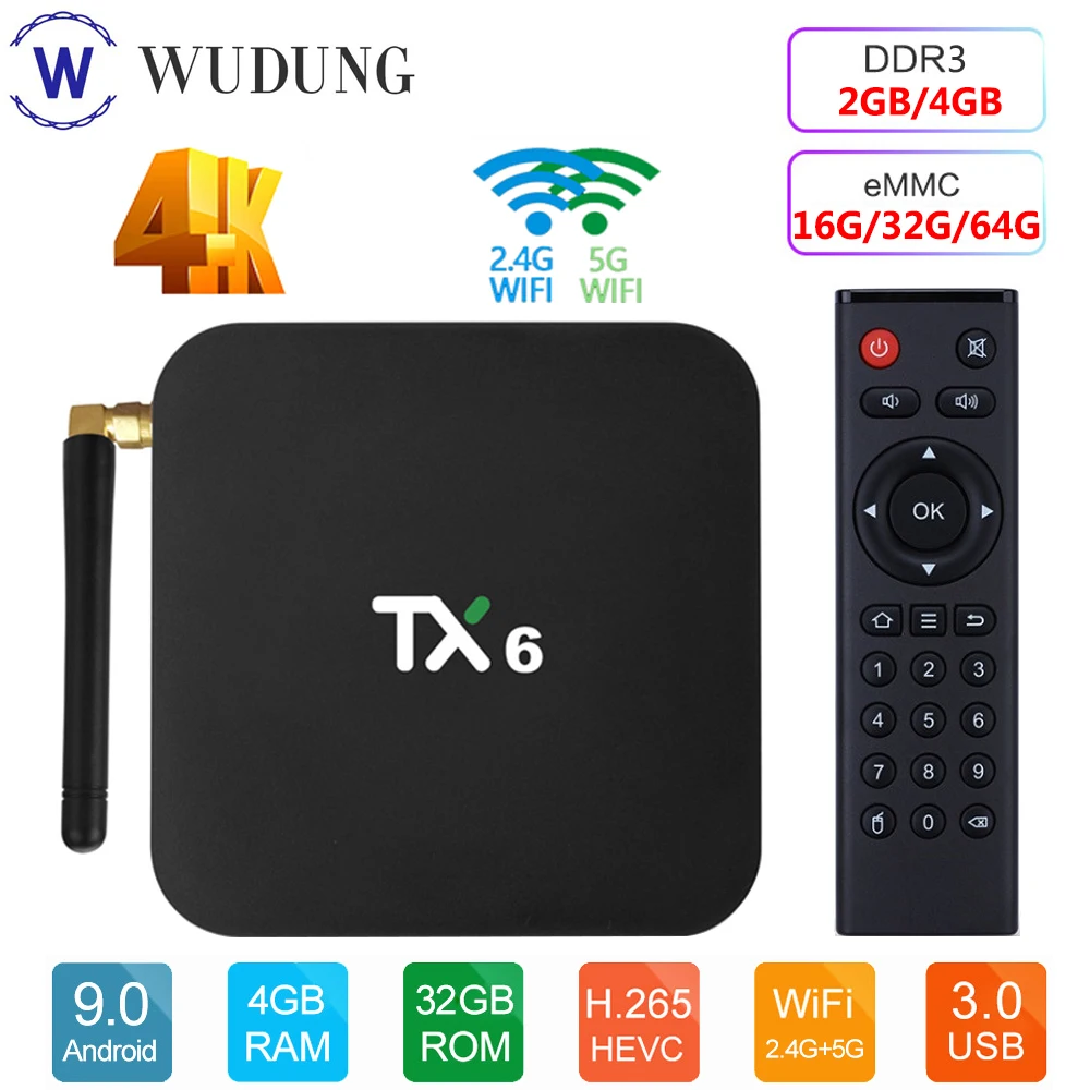 Смарт ТВ коробка Android 9 0 Tanix TX6 Allwinner H6 4 Гб Оперативная память 64 Встроенная 32G 4K HD 2