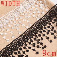 9cm wide tassel lace ribbons for needlework white black curtain home dress embellishments for sewing trim diy crafts and fabric