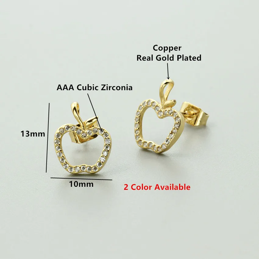 Мини Простые геометрические полые серьги милый маленький яблока медные