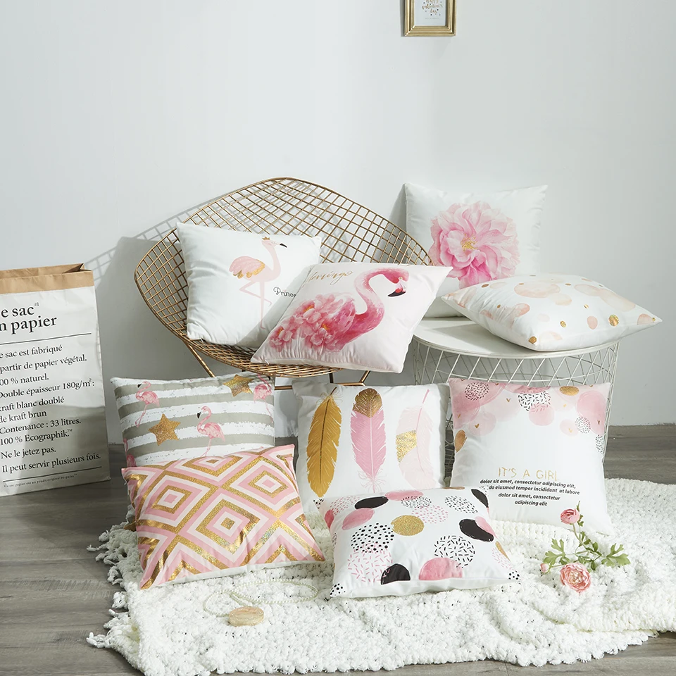 INS/модный свитер Фламинго шаблон горячий stampingSofa наволочка невидимая застежка