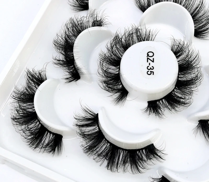 5 пар 25 мм 3d норковые ресницы оптом искусственные с заказной коробкой натуральные