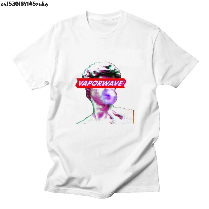 Мужская футболка с круглым вырезом Vaporwave Повседневная белая высокого качества