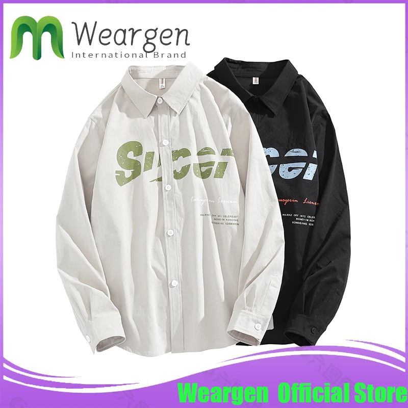 

Weargen Men Shirts For Men Clothing Harajuku Print Shirt Korean Style Men Shirt Long Sleeve Vintage Clothes Streetwear G60