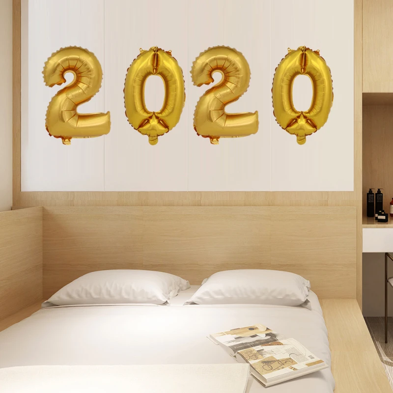 Новинка 4 шт./лот фольгированные воздушные шары 2020 цифры золото серебро Радуга
