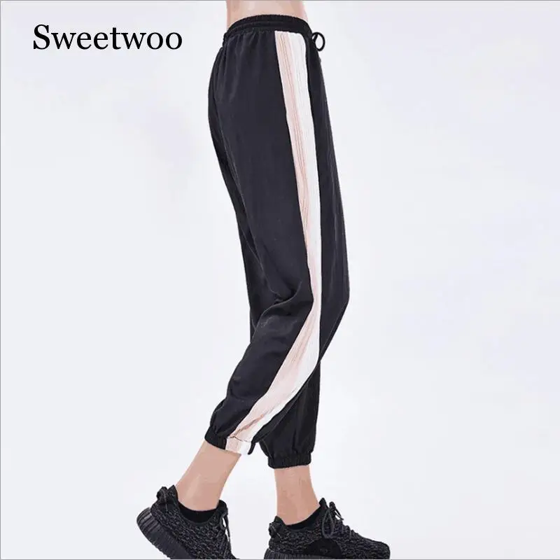 Новинка 2019 спортивные брюки контрастных цветов для девушек женские свободные