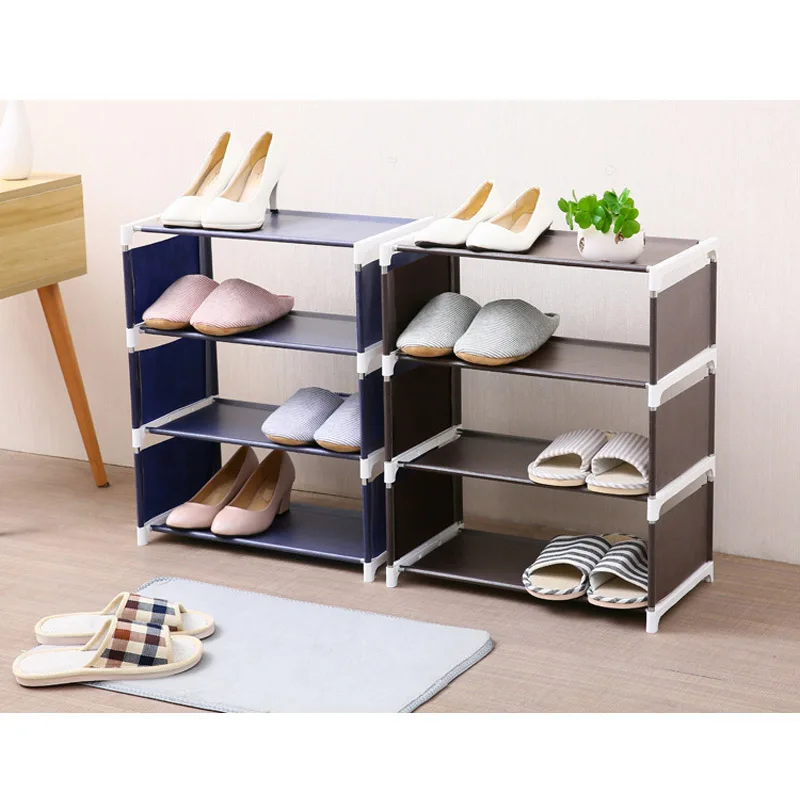 

4 Tiers Shoes Rack Assembled Stainless Steel Shoes Storage Cabinet Dustproof Shoes Rack Shelf Stand Shoes Organizer