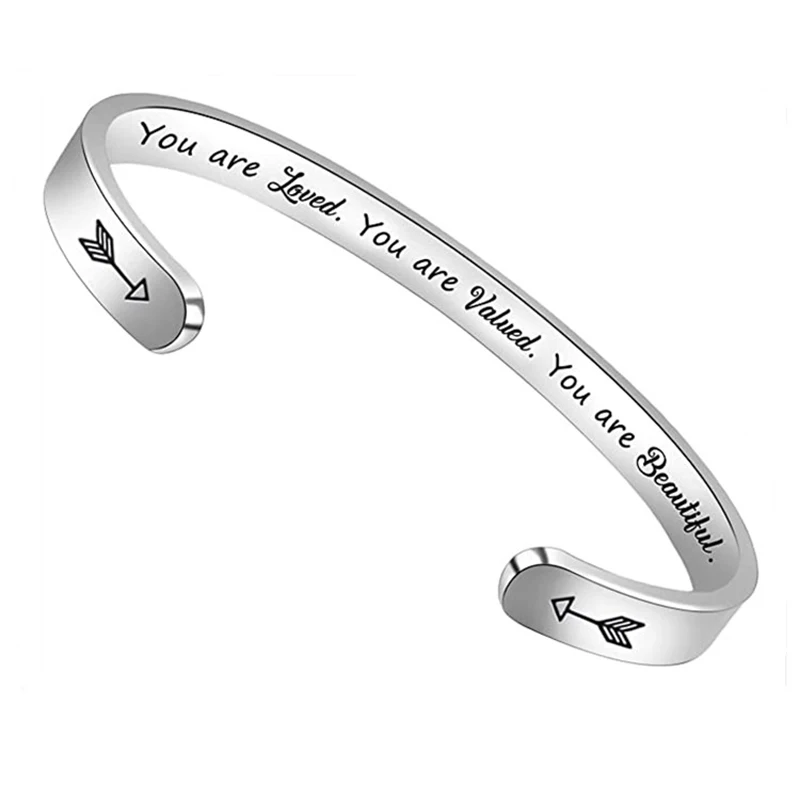 

Bracelets for Women Inspirational Gift for Women Girls Motivational Birthday Cuff Bangle Friendship Personalized Mantra Jewelry