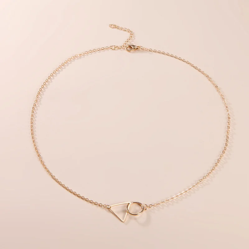 

Creative Geometric Triangle Circle Clavicle Chain Necklaces for Women Bohemian Vintage Pendant Necklaces Party Jewelry New