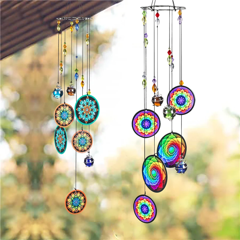 

2 Style Memorial Windchimes Rainbow Maker Window Hanging Suncatcher Fengshui Wind Chimes Decoration for Patio,Balcony,Garden