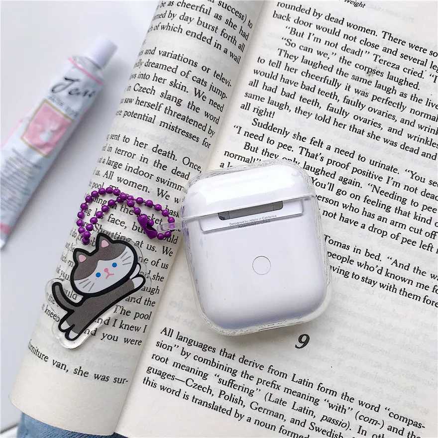 Милый мультяшный Кот с подвеской Чехлы для Apple Airpods защитный чехол фруктовый узор беспроводные Bluetooth наушники силиконовый мягкий чехол