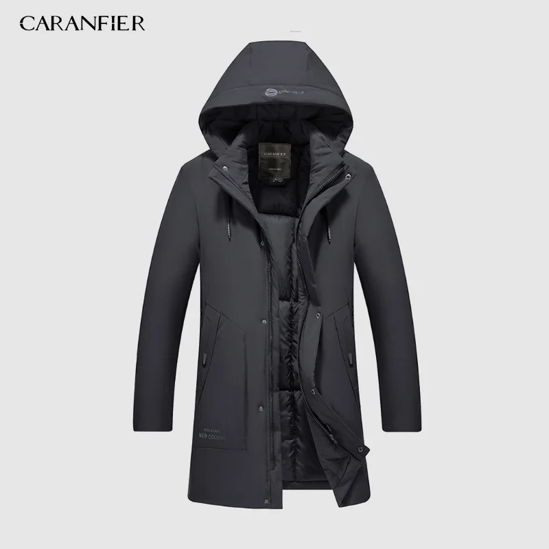 8808 Black CARANFIER/зимнее пальто, Мужская ветровка с меховым капюшоном, утепленная куртка, Мужская Уличная одежда в стиле хип-хоп, военные тренчи, длинная парка XXXL 4XL - Цвет: 8808 Black