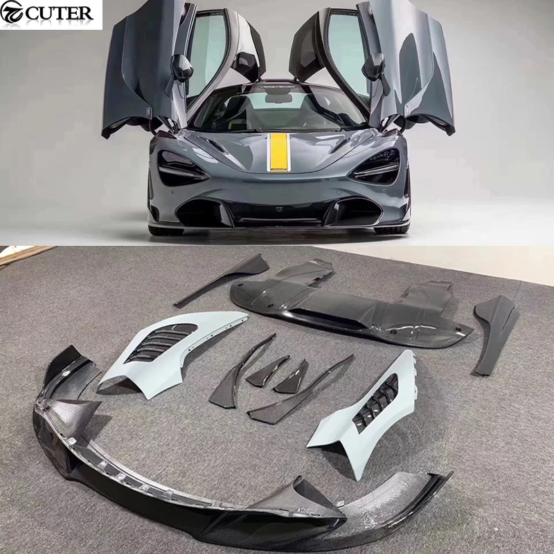 720S V стиль углеродное волокно передний бампер для губ задний диффузор боковые