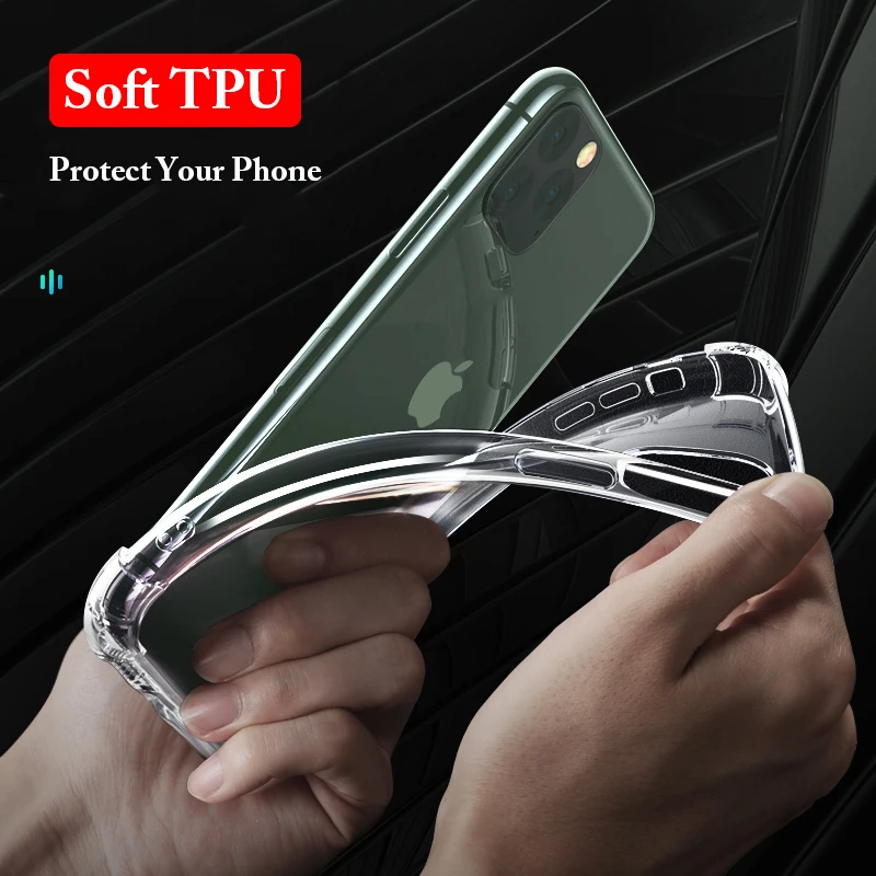 for iPhone XR XS 11 Pro Xs Max 6 6s 7 8 Plus Case Silicone Shockproof Transparent Protective Apple 5 5S SE |