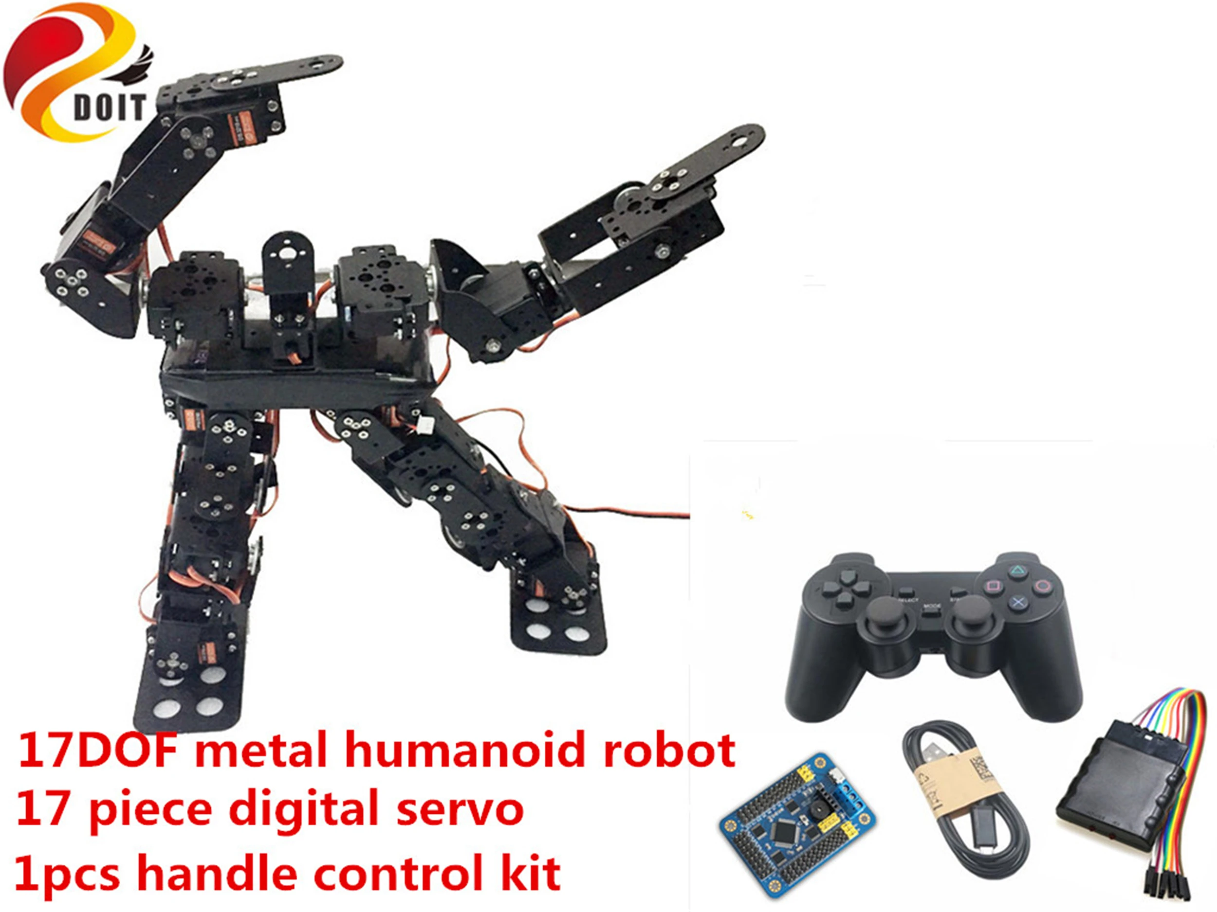 Беспроводной контроль 17DOF металлический RC гуманоидный робот