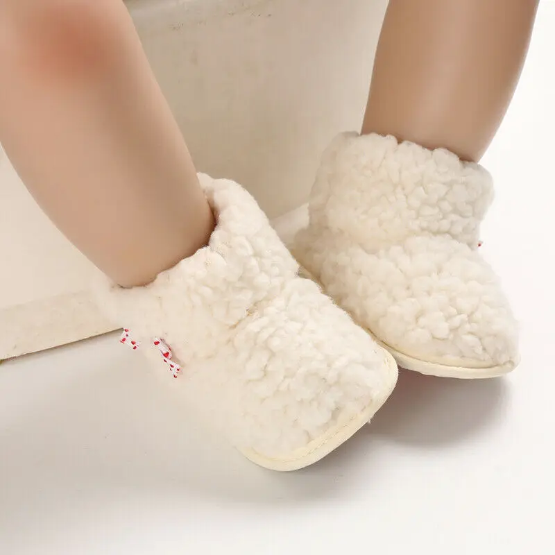 Ботинки для новорожденных детей и девочек AU зимние теплые меховые ботинки с