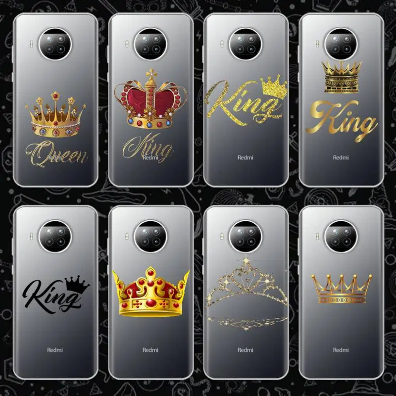 

Phone Case Transparent for Xiaomi mi Redmi note 10 t 8 9 pro lite 11 Samsung S 8 9 10 20 luxury Crown Princess king