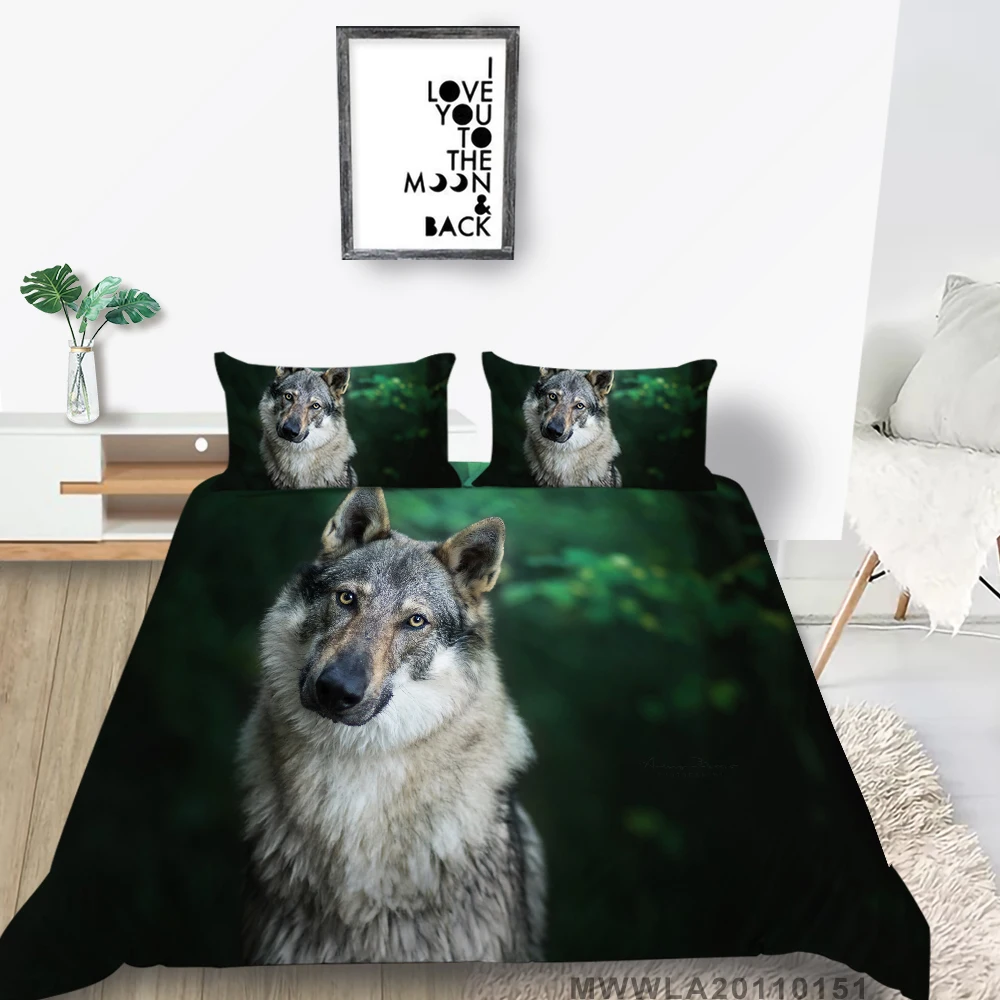 

3D Bedding Set Wolf Animal Print Duvet Cover King Queen Sizes Modern Home Bed Set Pillowcase Bedroom Decor 2/3pcs Dropship