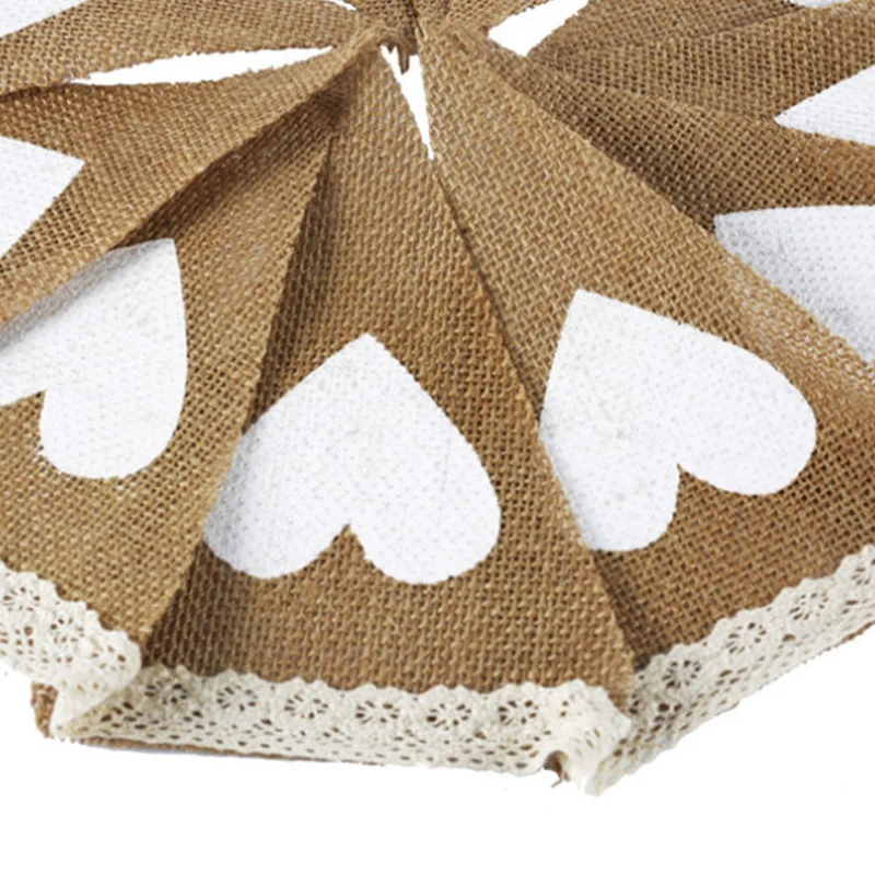 

12PCS Love Burlap e Flag Lace Hotel Banquet Decoration Love e e Flag Wedding Supplies