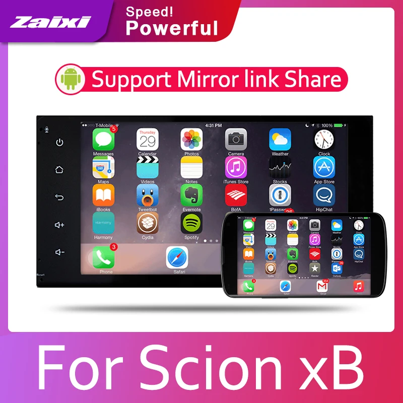 ZaiXi 7 HD 1080P IPS LCD экран Android 8 Core для Scion xB 2000 ~ 2005 автомобильное радио BT 3G4G WIFI AUX USB GPS Navi