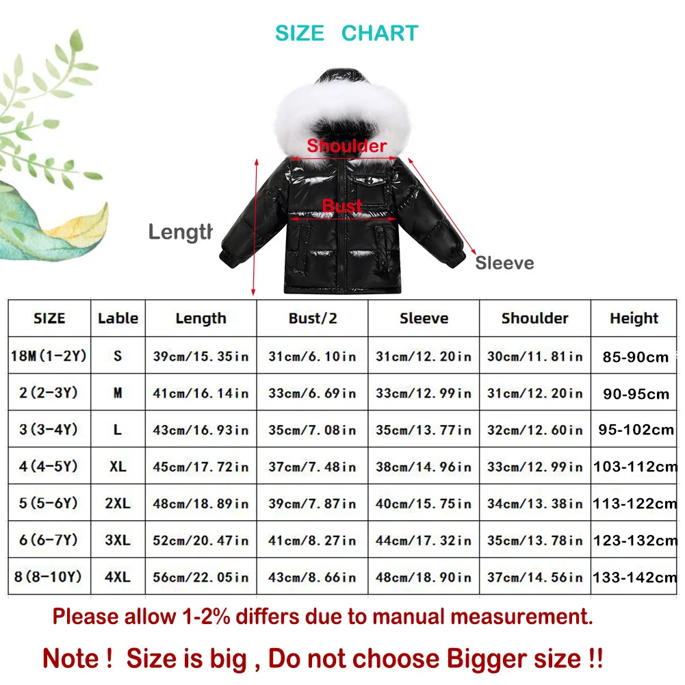 Black Winter Jacket Parka For Boys Winter Coat 90% Down Girls Jackets Children's Clothing Snow Wear Kids Outerwear Boy Clothes images - 6