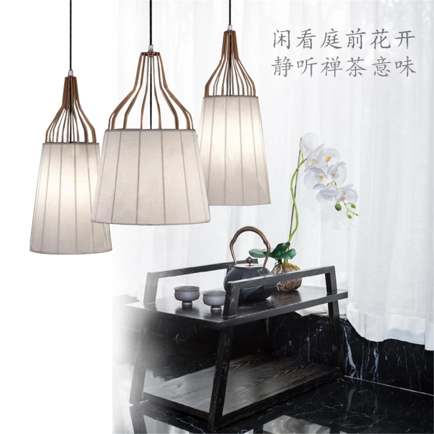 買取 禅布ランタンペンダントライトデザイナー茶ルームレストランバー寝室のランプテーブル中国アンティークぶら下げライト器具