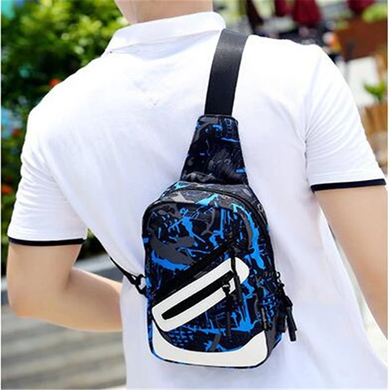 

Graffiti Crossbody Sports Oxford Cloth Chest Pack 2021 New Fashion Lady Man Chest Bags Small Fresh Exquisite Men Bag