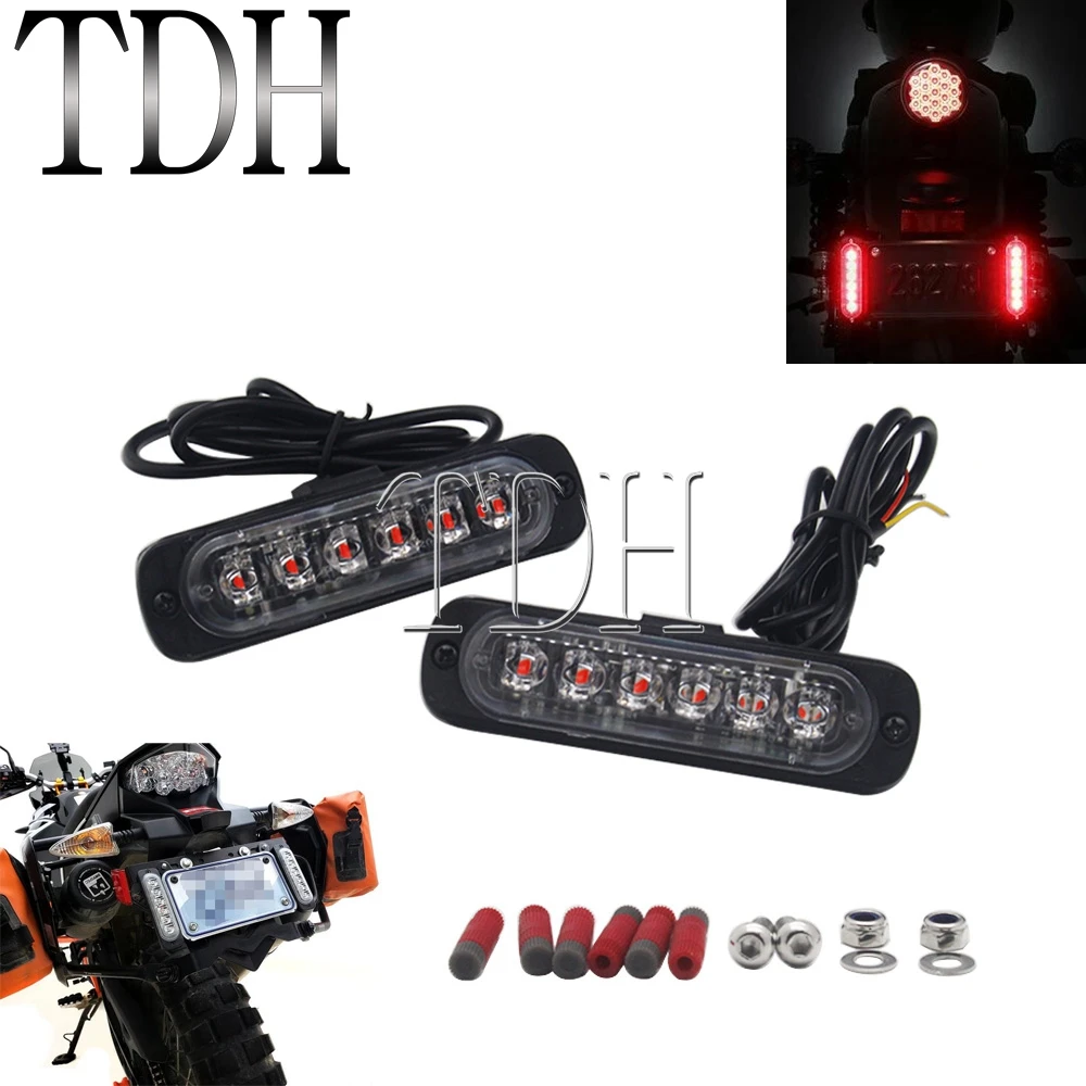 

Двойсветильник вспомогательный светодиодный стоп-сигнал Cafe Racer для мотоцикла, комплект с красным креплением для номерного знака, универсальная задняя лампа для Suzuki Honda