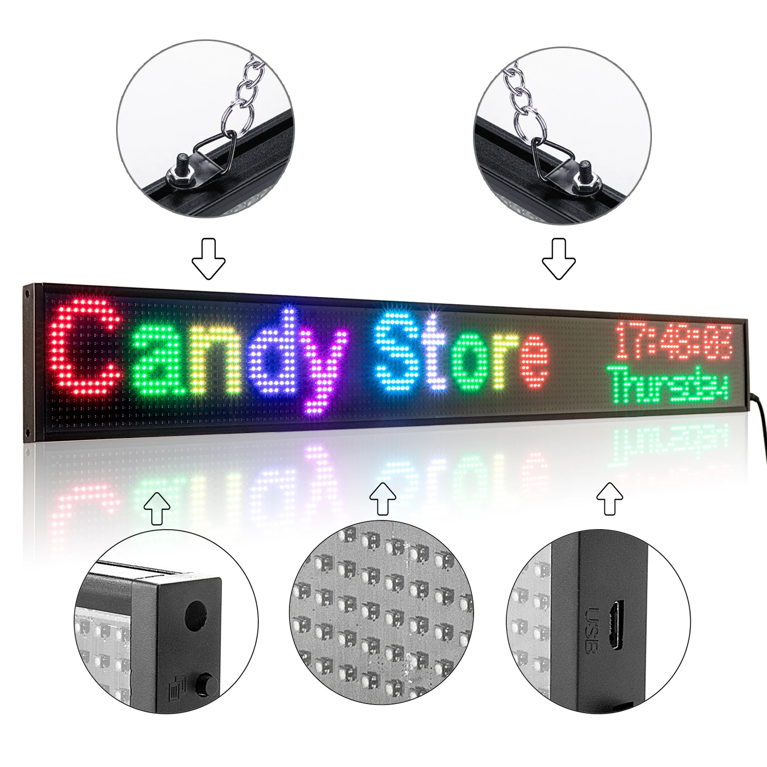 12V 82 см Автомобильный светодиодный Дисплей знак P5 Wi-Fi RGB полный Цвет