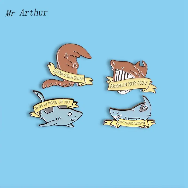 Морская Акула эмалированная булавка забавная цитата говорящая мем баннер