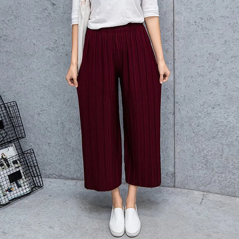 

Pants Wide Waist Women Mid Pleated Casual Palazzo For Women Pants Pants Leg Female Fold Bottoms Pants Women Bottoms Female Cas