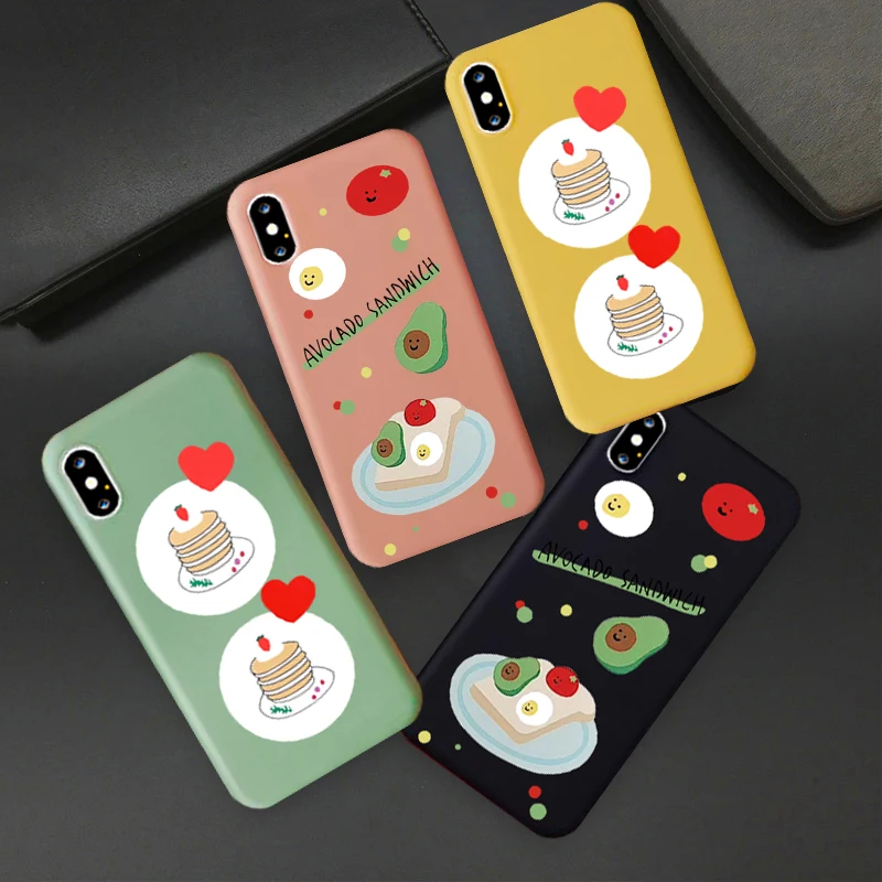 INS корейский милый чехол для телефона с клубничным пирогом и авокадо Iphone Xs MAX XR X 6 6s
