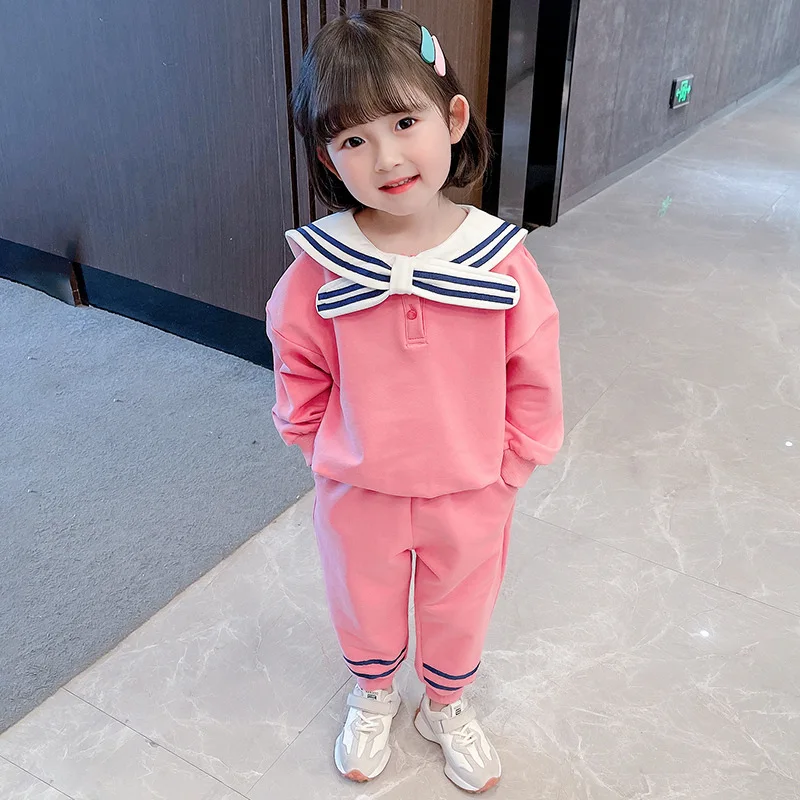 

Комплекты одежды для девочек HYLKIDHUOSE, весенне-Осенняя детская повседневная одежда, футболка с длинным рукавом и круглым вырезом, штаны, детск...